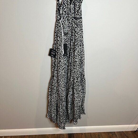 NWT Lulu's Kind Heart Black Floral Print Tiered Lace-Up Midi Dress - Picture 7 of 7